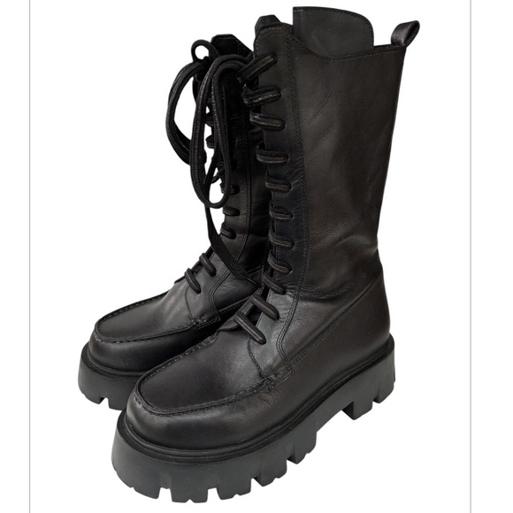 Free People Jones Lug Sole Lace-Up Boot Black Size 7.5 New - Picture 5 of 12